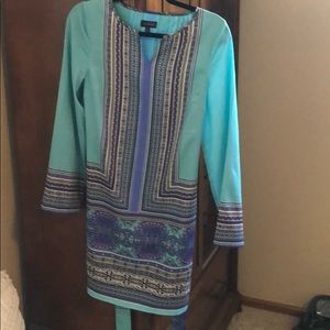 The Limited Turquoise Pattern Shift Dress